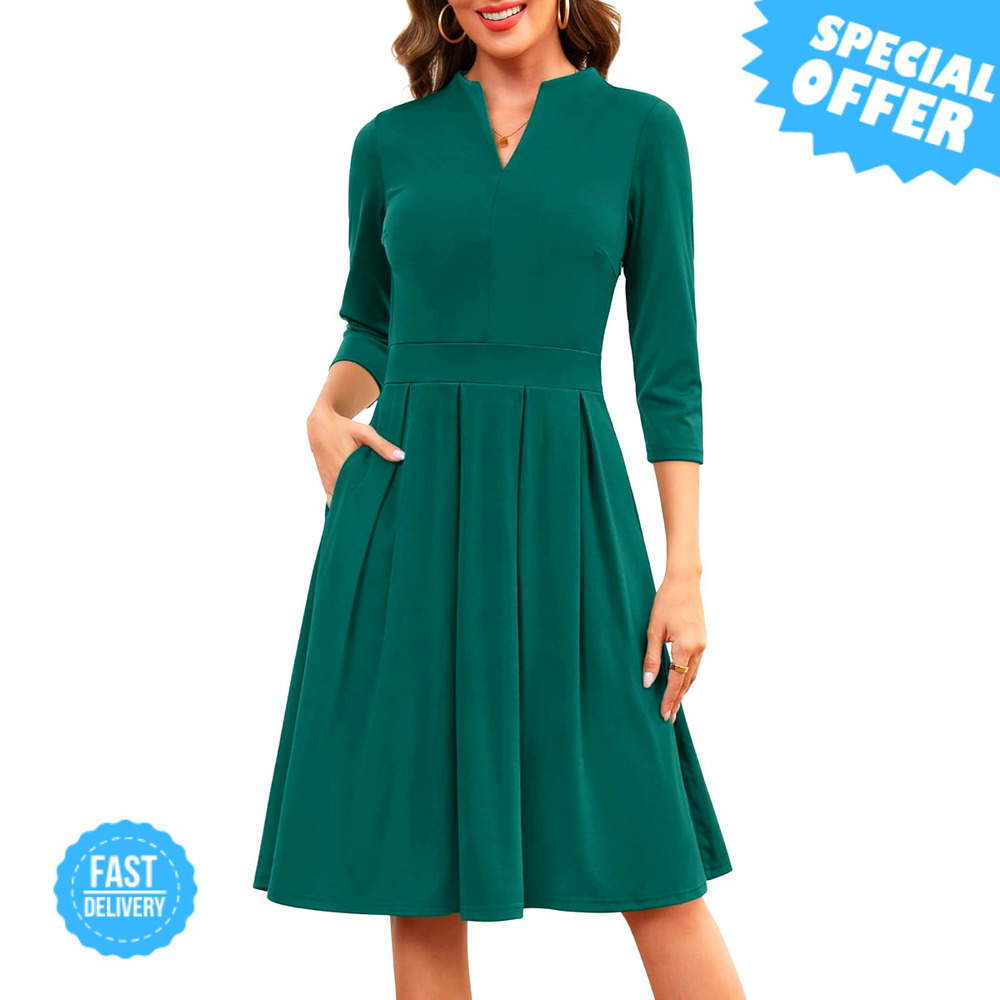 BRAND NEW Zattcas Midi Dress with Pockets for Work & Church